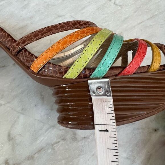 BCBG Girls Snake Print Multicolor Ribbed Heel Platform Sandals Size 6 - Picture 7 of 7
